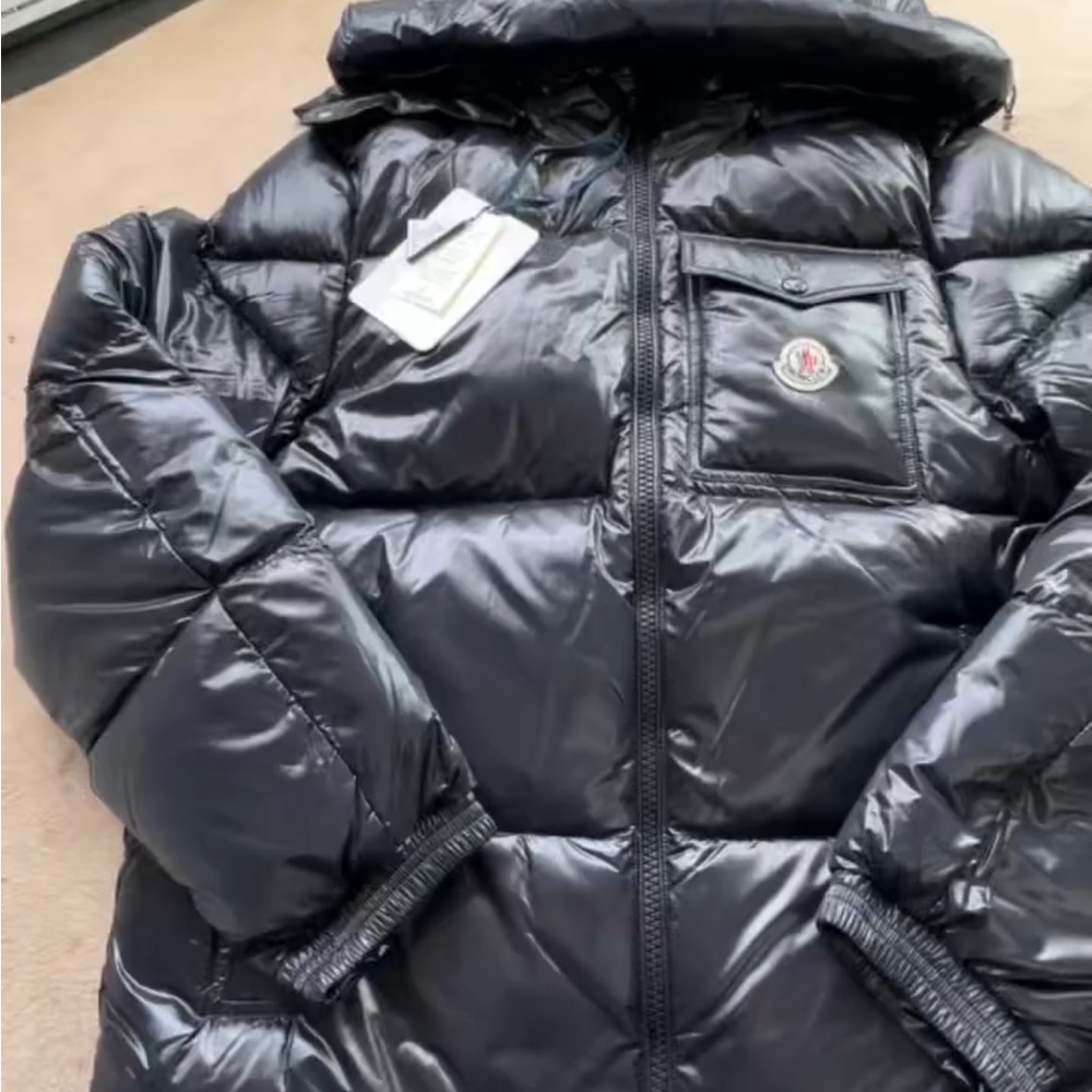 Black Puffer Jacket with Logo